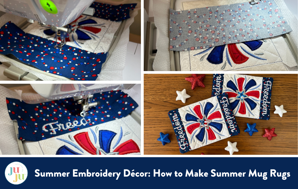 Summer Embroidery Decor: How to Make Summer Mug Rugs
