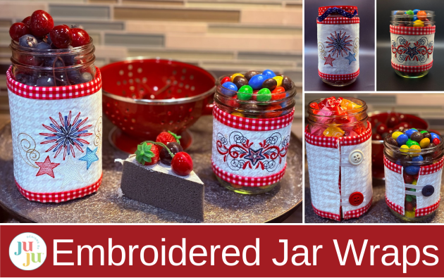 DIY Patriotic Mason Jar Wraps – Festive Summer & Fourth of July Embroidery Project