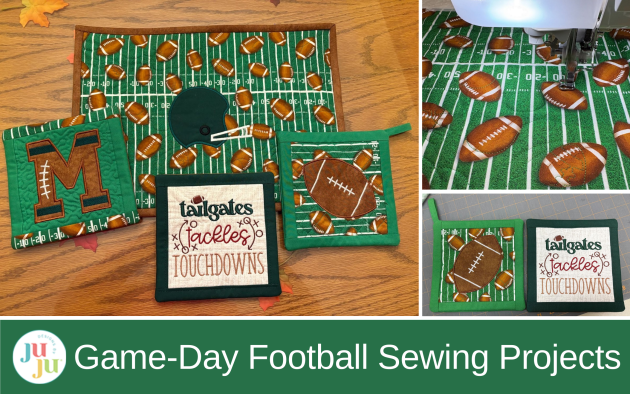 Create Game-Day Football Embroidery: ITH Potholders and a Quilted Casserole Trivet