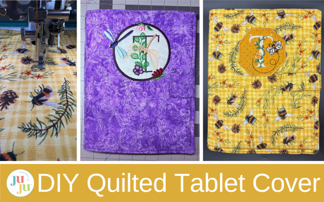 How to Make a Quilted Tablet or Kindle Cover with Embroidery and Monogram Designs