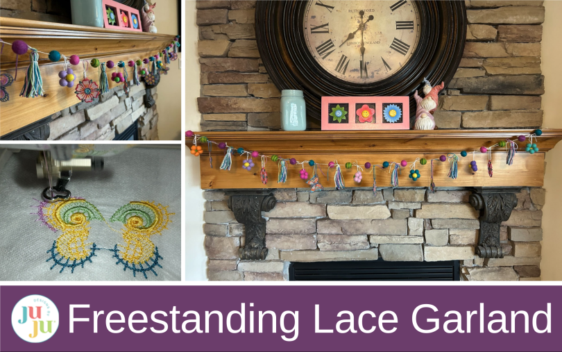 Freestanding Lace Garland Tutorial: Easy DIY Embroidery Décor with Wool Ball Flowers and Tassels