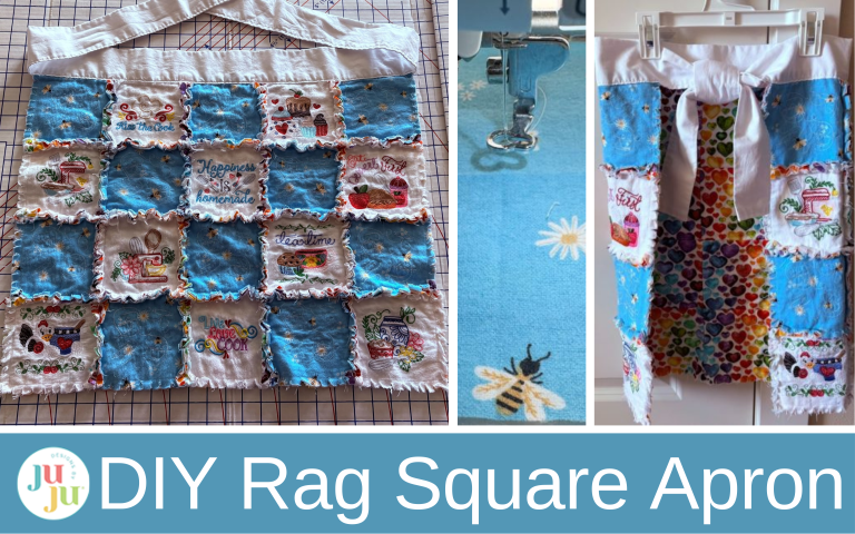 DIY Rag Square Apron Tutorial: Easy Embroidered Flannel Apron with Frayed Edges