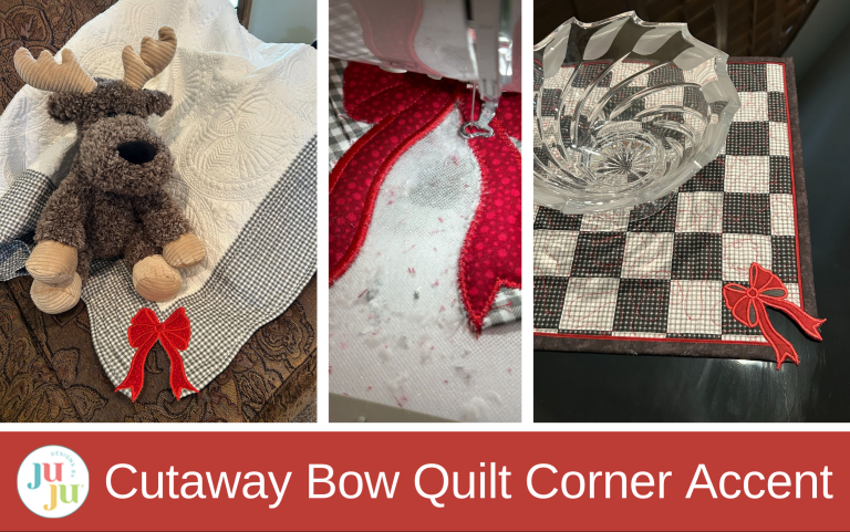 Add a Cutaway Bow to Any Quilt Corner with Machine Embroidery (A Quick Applique Corner Accent!)