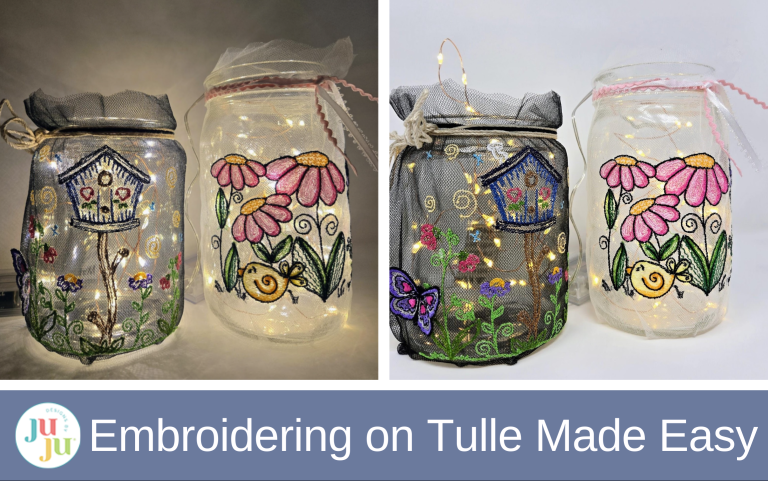 How to Embroider on Tulle: Easy DIY Tulle Jar Lights with Machine Embroidery
