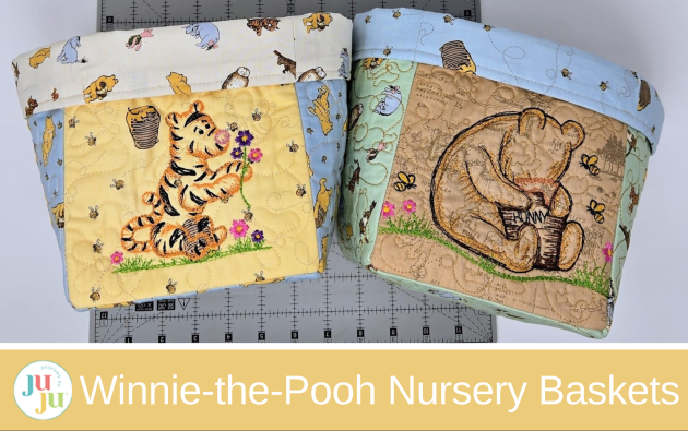DIY Winnie-the-Pooh Nursery Storage Baskets with Machine Embroidery