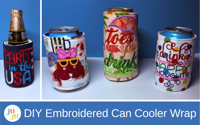 How to Make an Embroidered Can Cooler Wrap (Easy DIY Drink Holder for Summer & Gifts)