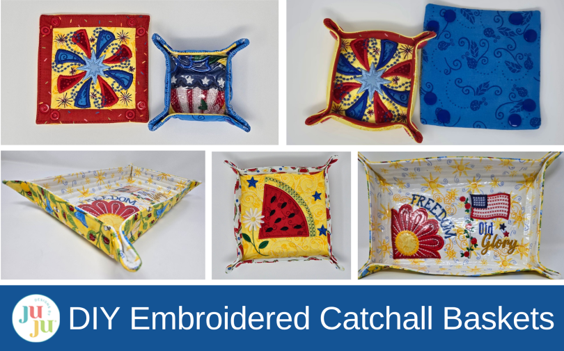 Star Spangled Stitches Project: DIY Fabric Catchall Baskets (Embroidered Organizer Tutorial)