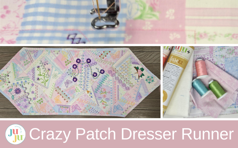 How to Make a Crazy Patch Dresser Runner with In-the-Hoop Embroidery