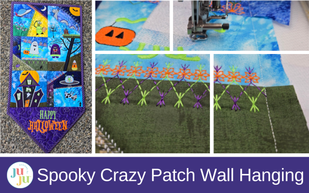 How to Make a Spooky Crazy Patch Halloween Wall Hanging with Machine Embroidery