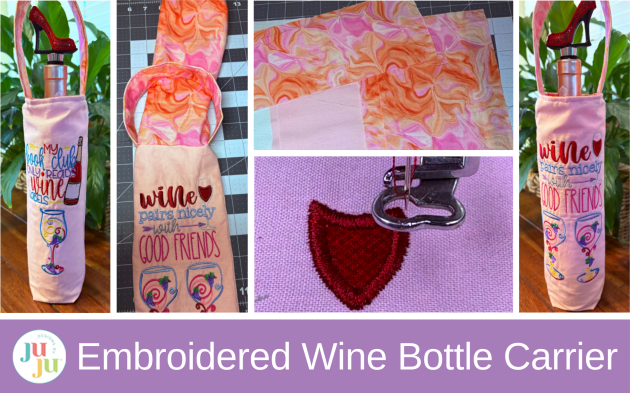 DIY Embroidered Wine Bottle Carrier for Stylish Gifting