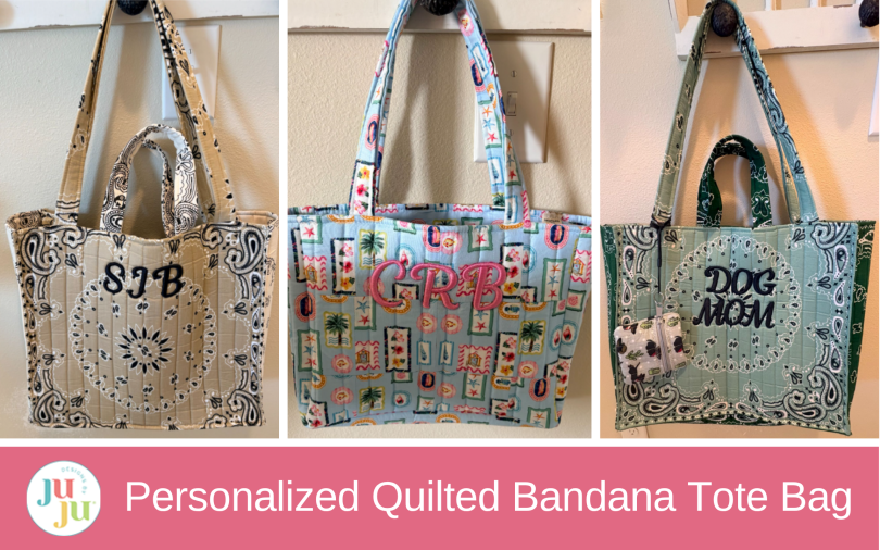DIY Personalized Bandana Tote Bag with Puffy Foam Machine Embroidery